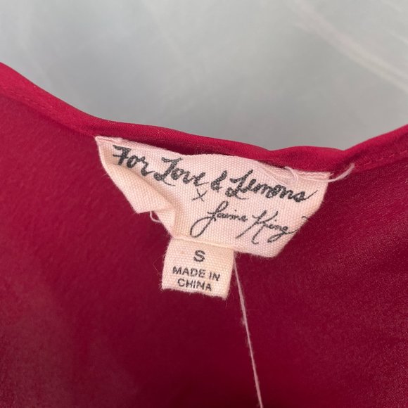 For Love & Lemons X Jamie King La Diane Blouse Red Size S - Picture 2 of 4